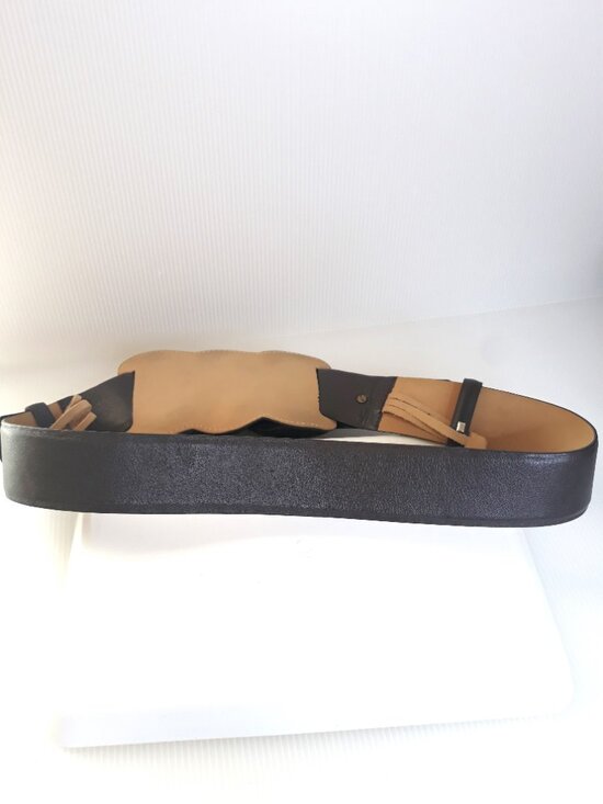 Worth Boho Chocolate Brown Leather & Lucite Statement Waist Belt Artsy Chunky main image 4